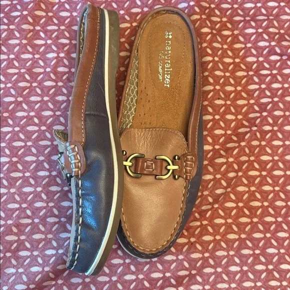 Naturalizer Hutton Brown and Blue Leather Shoes With Gold Accents Size 5.5 - Picture 7 of 10
